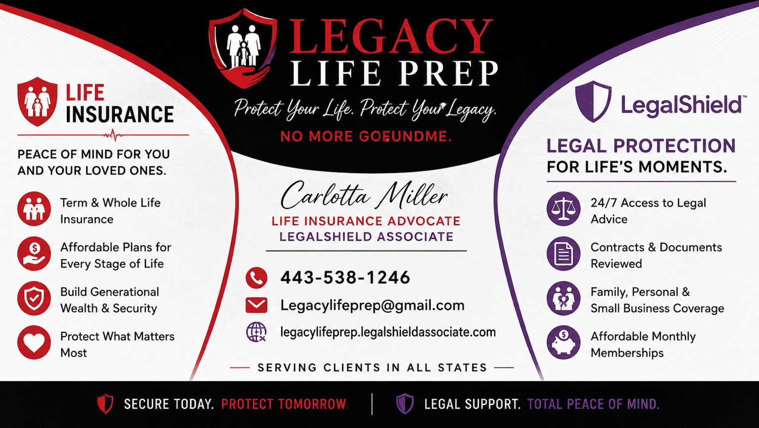 Legacy Life Prep life insurance and LegalShield services